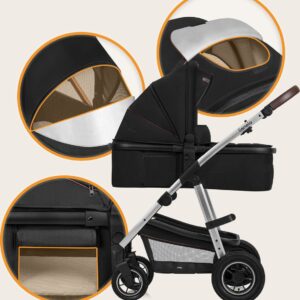 Lionelo AMBER 2IN1 bērnu ratu komplekts krāsa BLACK SILVER