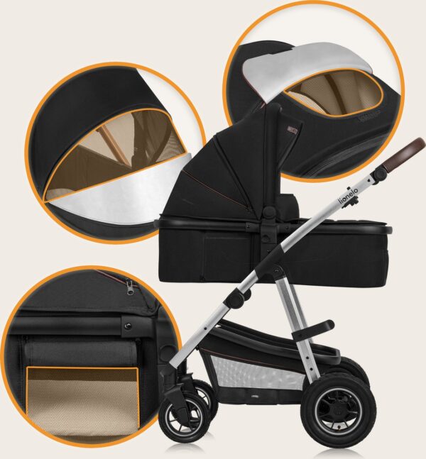 Ratini.lv | AMBER 2IN1 bērnu ratiņi krāsa BLACK SILVER bilde #23