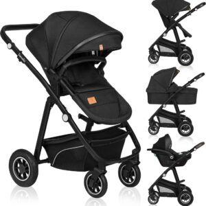 Lionelo BIANKA bērnu ratu komplekts 3in1 krāsa BLACK ONYX
