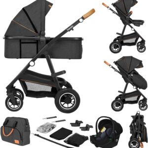 Lionelo AMBER 3IN1 bērnu ratu komplekts krāsa GREY GRAPHITE