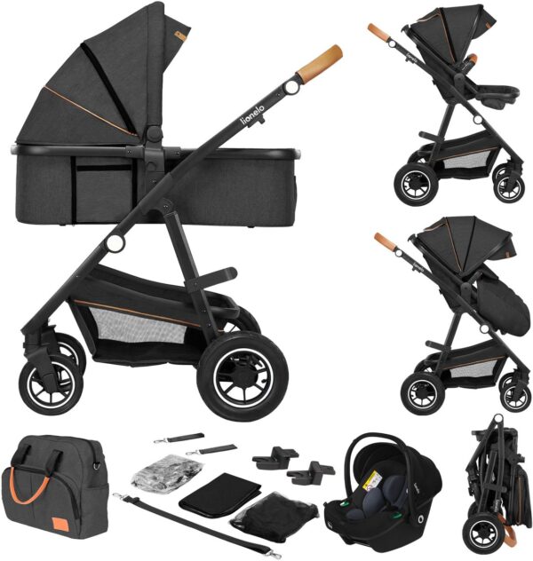 Ratini.lv | AMBER 3IN1 bērnu ratu komplekts krāsa GREY GRAPHITE bilde #1