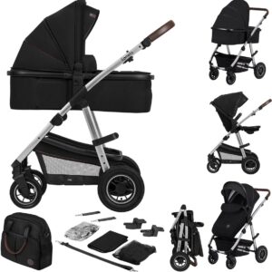 Lionelo AMBER 2IN1 bērnu ratu komplekts krāsa BLACK SILVER