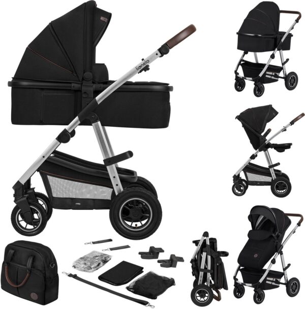 Ratini.lv | AMBER 2IN1 bērnu ratu komplekts krāsa BLACK SILVER bilde #1