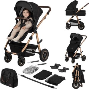 Lionelo AMBER 2IN1 bērnu ratu komplekts krāsa BLACK ONYX