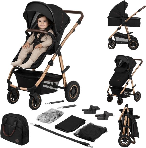 Ratini.lv | AMBER 2IN1 bērnu ratu komplekts krāsa BLACK ONYX bilde #3