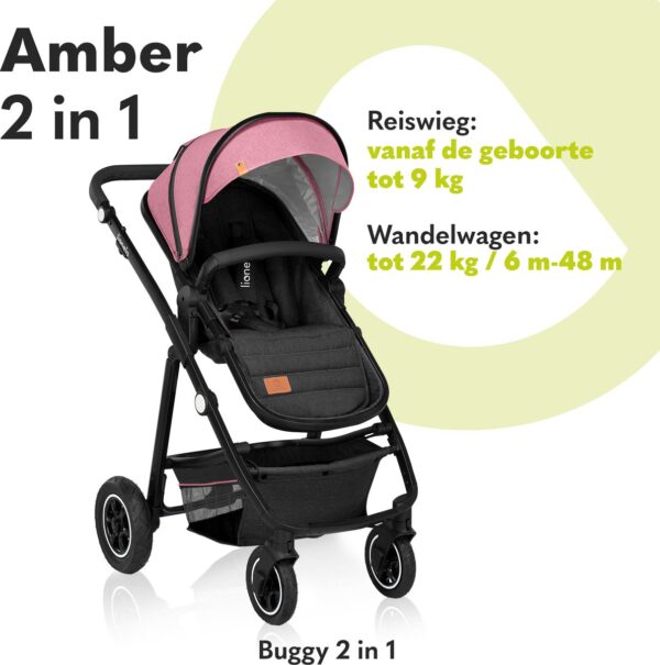 Ratini.lv | Multifunctionali bērnu ratiņi LO-AMBER 2IN1 krāsa PINK ROSE bilde #19