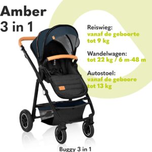Lionelo AMBER 3IN1 bērnu ratu komplekts krāsa BLACK ONYX
