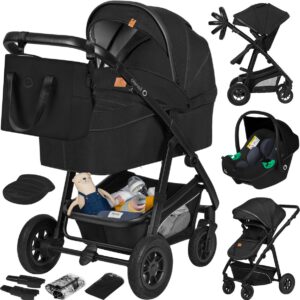 Lionelo BIANKA bērnu ratu komplekts 3in1 krāsa BLACK ONYX