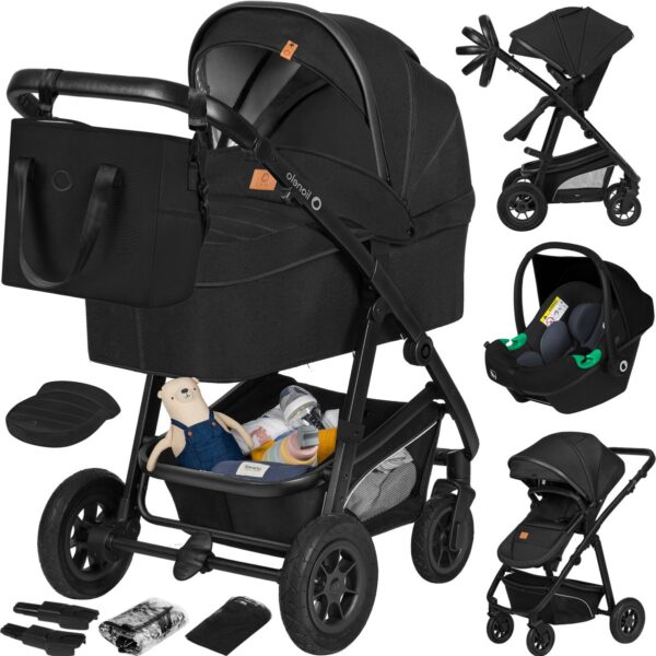 Ratini.lv | BIANKA bērnu ratu komplekts 3in1 krāsa BLACK ONYX bilde #1