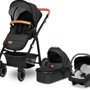 Lionelo AMBER 3IN1 bērnu ratu komplekts krāsa GREY GRAPHITE