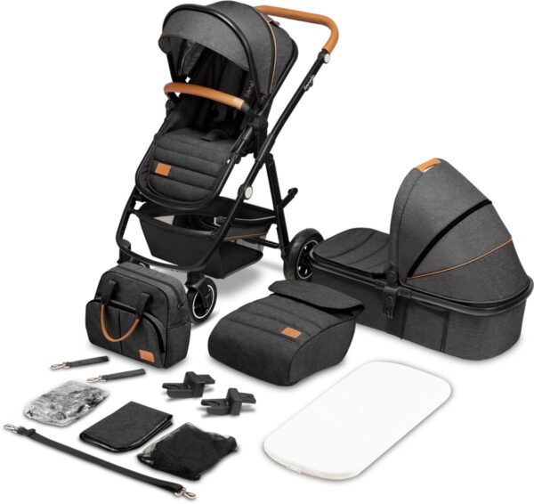 Ratini.lv | AMBER 2IN1 bērnu ratiņi krāsa GREY GRAPHITE bilde #1