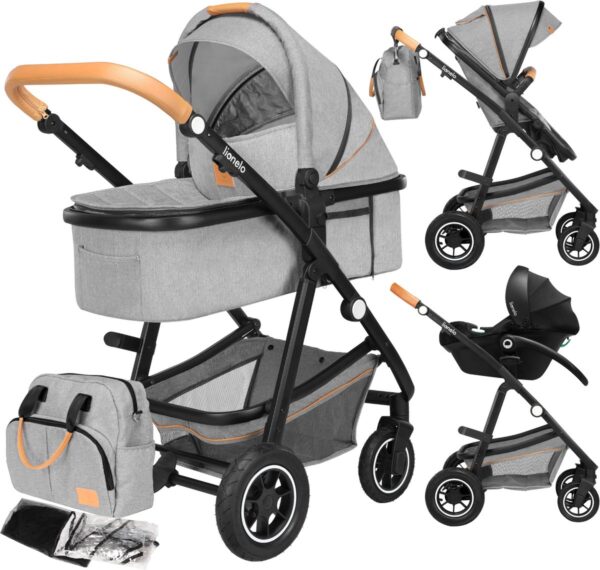 Ratini.lv | LO-AMBER 3IN1 bērnu ratiņi krāsa GREY STONE bilde #1