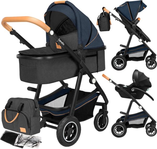 Ratini.lv | LO-AMBER 3IN1 bērnu ratiņi krāsa BLUE NAVY bilde #5