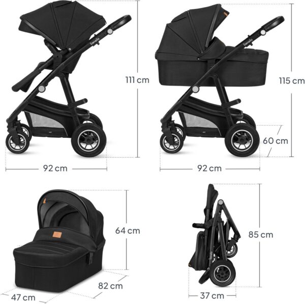 Ratini.lv | BIANKA bērnu ratu komplekts 3in1 krāsa BLACK ONYX bilde #53