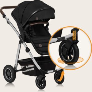 Lionelo AMBER 2IN1 bērnu ratu komplekts krāsa BLACK SILVER