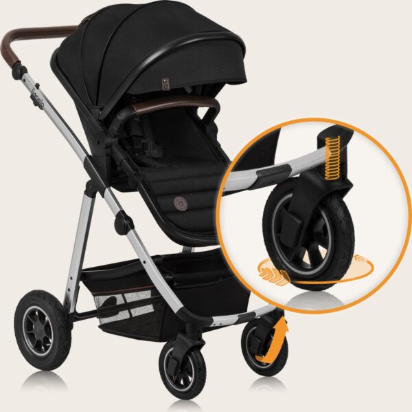 Ratini.lv | AMBER 2IN1 bērnu ratiņi krāsa BLACK SILVER bilde #29