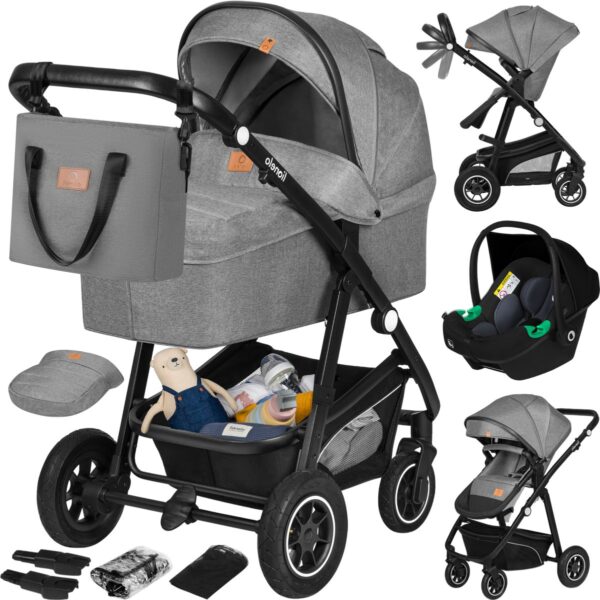 Ratini.lv | BIANKA bērnu ratu komplekts 3in1 krāsa GREY STONE bilde #1