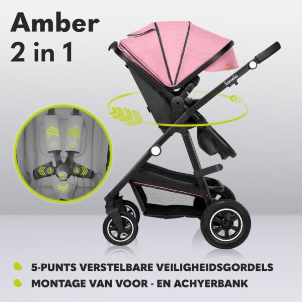 Ratini.lv | Multifunctionali bērnu ratiņi LO-AMBER 2IN1 krāsa PINK ROSE bilde #23
