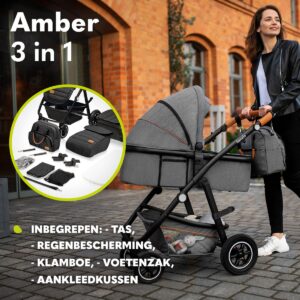 Lionelo AMBER 3IN1 bērnu ratu komplekts