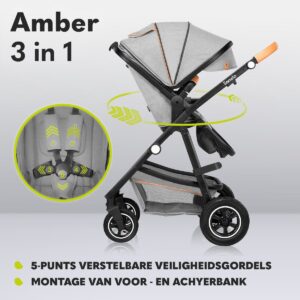 Lionelo AMBER 3IN1 bērnu ratu komplekts krāsa BEIGE SAND