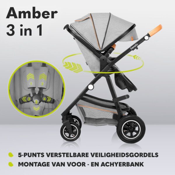 Ratini.lv | LO-AMBER 3IN1 bērnu ratiņi krāsa GREY STONE bilde #21