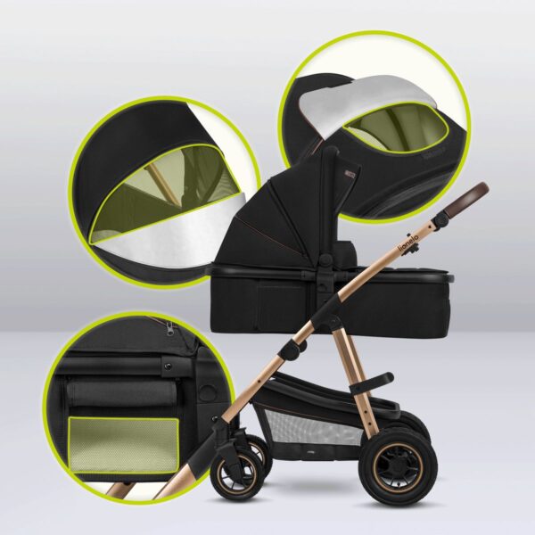 Ratini.lv | AMBER 2IN1 bērnu ratiņi krāsa BLACK ONYX bilde #13