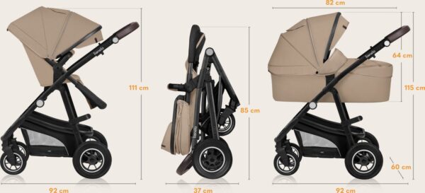 Ratini.lv | BIANKA 3IN1 bērnu ratiņi krāsa BEIGE SAND bilde #11