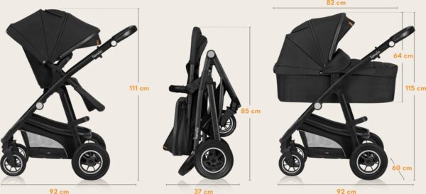 Ratini.lv | BIANKA 3IN1 bērnu ratiņi krāsa BLACK ONYX bilde #43