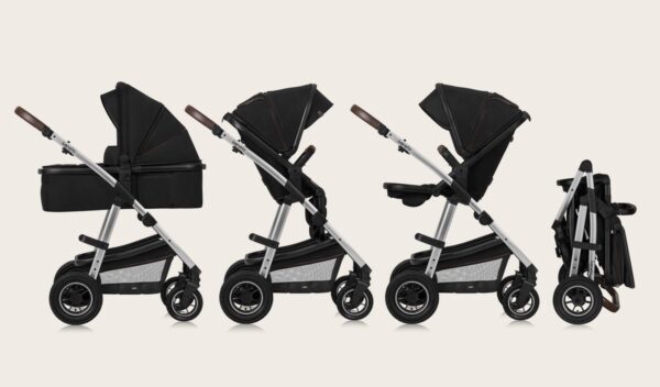 Ratini.lv | AMBER 2IN1 bērnu ratiņi krāsa BLACK SILVER bilde #13