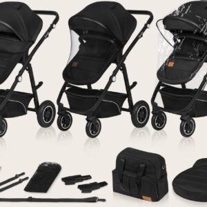 Lionelo BIANKA bērnu ratu komplekts 3in1 krāsa BLACK ONYX