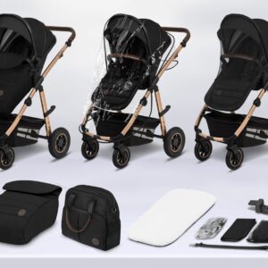 Lionelo AMBER 3IN1 bērnu ratu komplekts krāsa BLACK ONYX