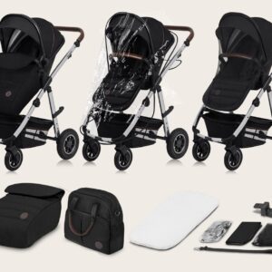 Lionelo AMBER 2IN1 bērnu ratu komplekts krāsa BLACK SILVER