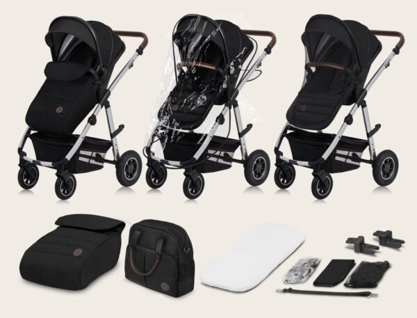 Ratini.lv | AMBER 2IN1 bērnu ratiņi krāsa BLACK SILVER bilde #25