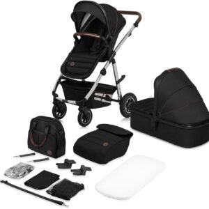 Lionelo AMBER 2IN1 bērnu ratu komplekts krāsa BLACK SILVER