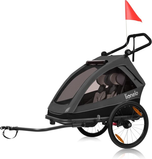 Ratini.lv | Cama velosipēdu piekabe ar ratiņu funkciju 2-in-1 krāsa GREY GRAPHITE bilde #3