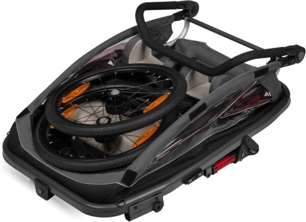 Ratini.lv | Cama velosipēdu piekabe ar ratiņu funkciju 2-in-1 krāsa GREY GRAPHITE bilde #15