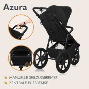Lionelo Azura bērnu trīsriteņu ratiņi ar piepūšamām riepām krāsa BLACK ONYX