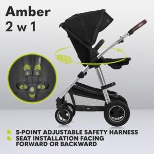 Lionelo AMBER 2IN1 bērnu ratu komplekts krāsa BLACK ONYX