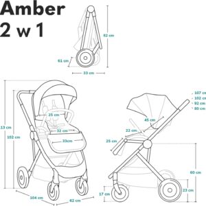 Lionelo AMBER 2IN1 bērnu ratu komplekts krāsa BLACK SILVER