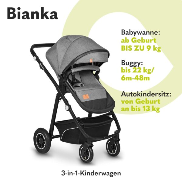 Ratini.lv | Multifunctionali bērnu ratiņi LO-BIANKA 3IN1 krāsa GREY STONE bilde #27