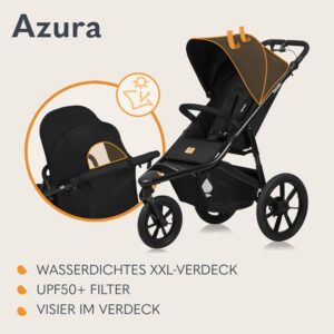 Lionelo Azura bērnu trīsriteņu ratiņi ar piepūšamām riepām krāsa BLACK ONYX