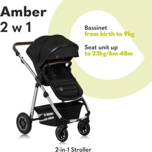 Lionelo AMBER 2IN1 bērnu ratu komplekts krāsa BLACK ONYX