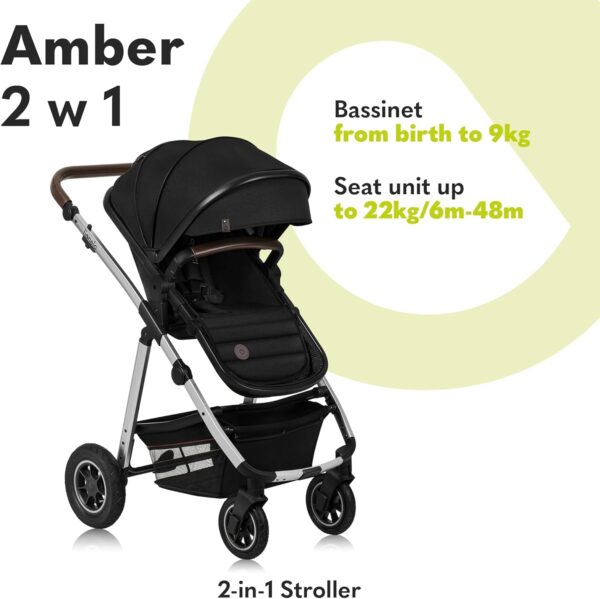 Ratini.lv | AMBER 2IN1 bērnu ratiņi krāsa BLACK ONYX bilde #21