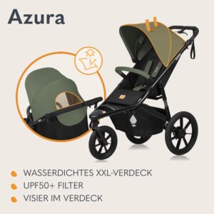 Lionelo Azura bērnu trīsriteņu ratiņi ar piepūšamām riepām krāsa GREEN FOREST