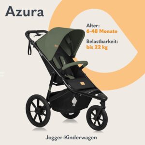 Lionelo Azura bērnu trīsriteņu ratiņi ar piepūšamām riepām krāsa GREEN FOREST
