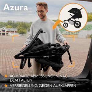 Lionelo Azura bērnu trīsriteņu ratiņi ar piepūšamām riepām krāsa BLACK ONYX