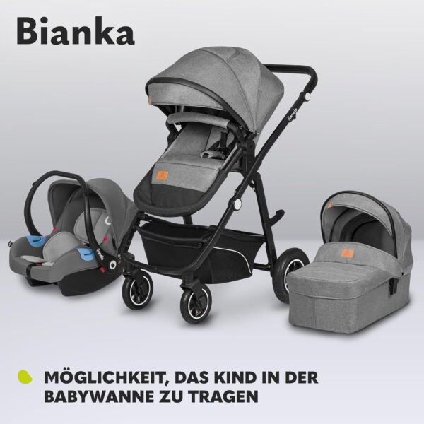 Ratini.lv | Multifunctionali bērnu ratiņi LO-BIANKA 3IN1 krāsa GREY STONE bilde #25