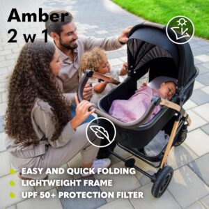 Lionelo AMBER 2IN1 bērnu ratu komplekts krāsa BLACK SILVER