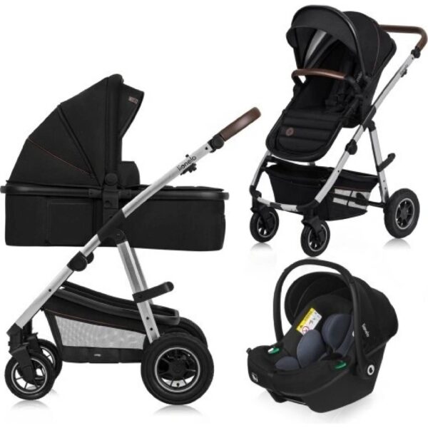 Ratini.lv | AMBER 3IN1 bērnu ratu komplekts krāsa BLACK SILVER bilde #1