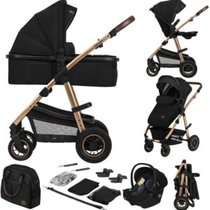 Lionelo AMBER 3IN1 bērnu ratu komplekts krāsa BLACK ONYX